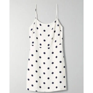 Aritzia Wilfred Isabelle Polka Dot Mini Dress White Navy Blue Size 8